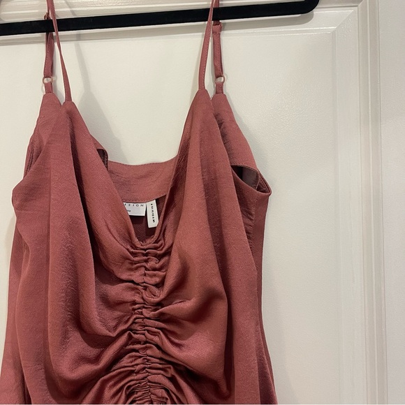 SIZE 4 | Women’s Satin Ruched Tank in Deep Dusty Rose - Picture 2 of 3